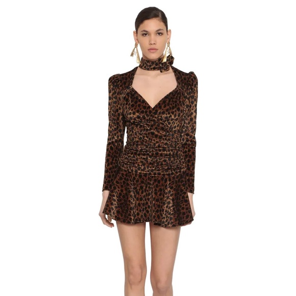 THE ATTICO
LEOPARD PRINT STRETCH VELVET MINI DRESS - Picture 1 of 10